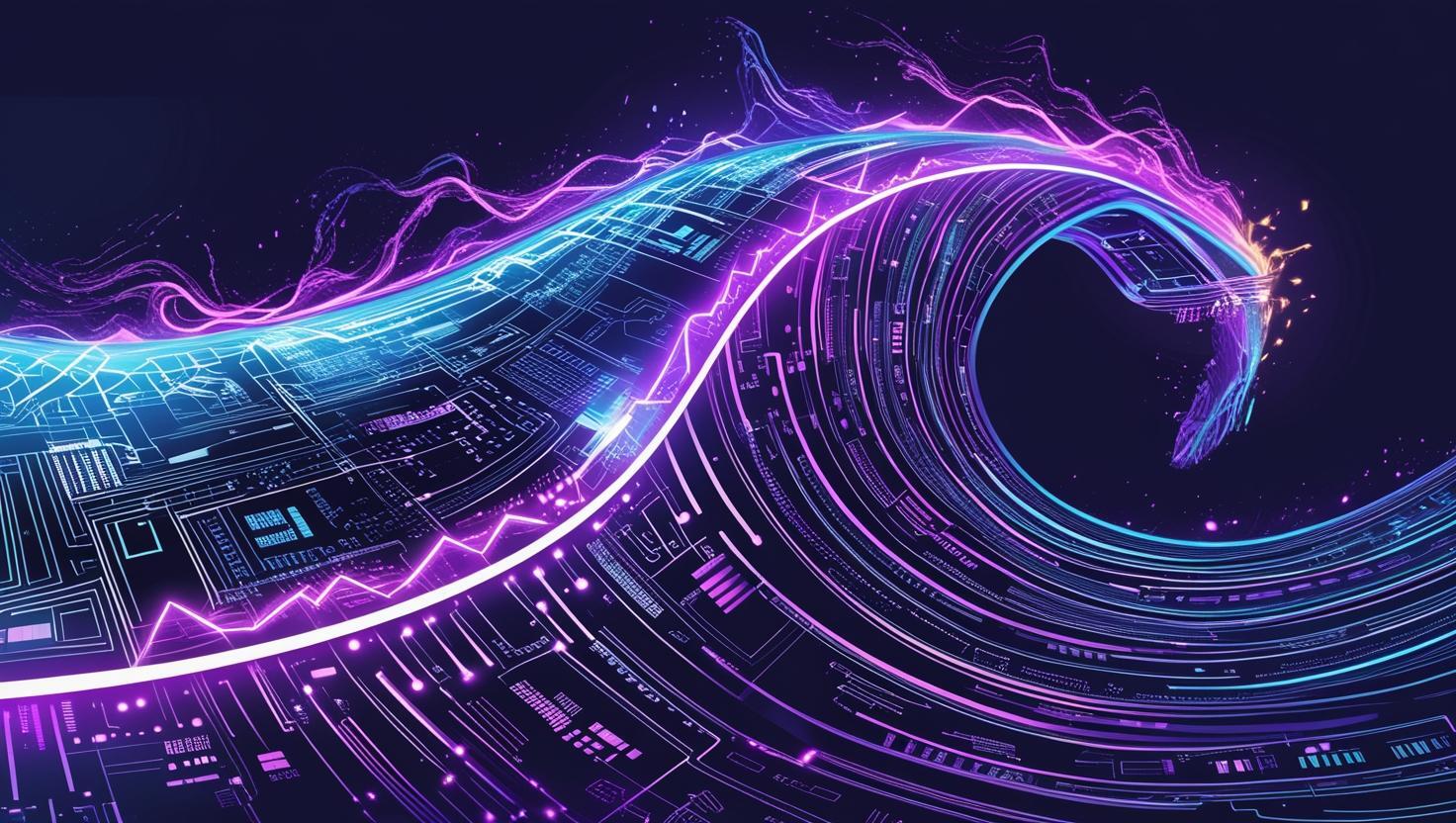 Abstract Wackowave wave graphic representing AI-driven candidate verification